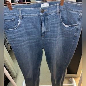 Loft jeans with cute cuffed fringe at bottom. Size 14